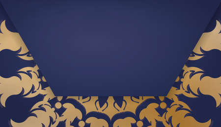 Dark blue banner template with greek gold ornamentsのイラスト素材