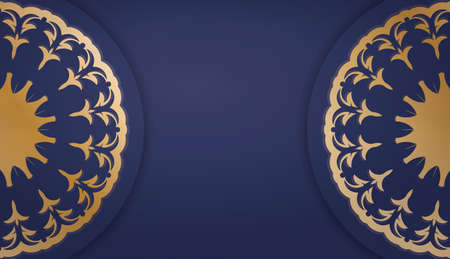 Dark blue banner template with greek gold pattern and text spaceのイラスト素材