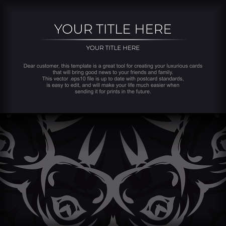 Square Prepare postcards in dark color with abstract patterns. Template for design printable invitation card with vintage ornament.のイラスト素材