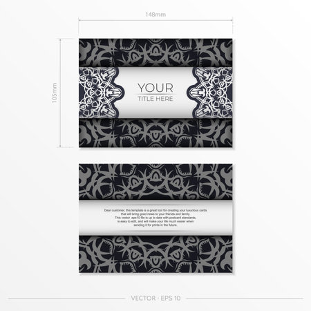 Vintage vector postcards in white color with abstract patterns. Invitation card design with vintage ornament.のイラスト素材