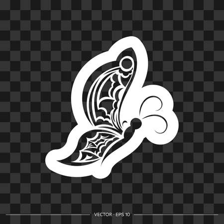 Butterfly ornament in retro style. Good for tattoos, prints, and postcards. Vector illustrationのイラスト素材