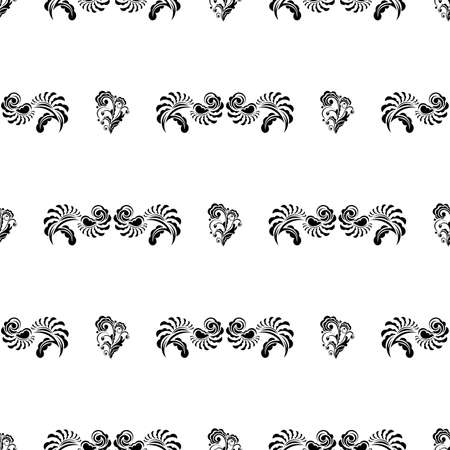 Seamless black and white pattern with monograms in the Baroque style.のイラスト素材