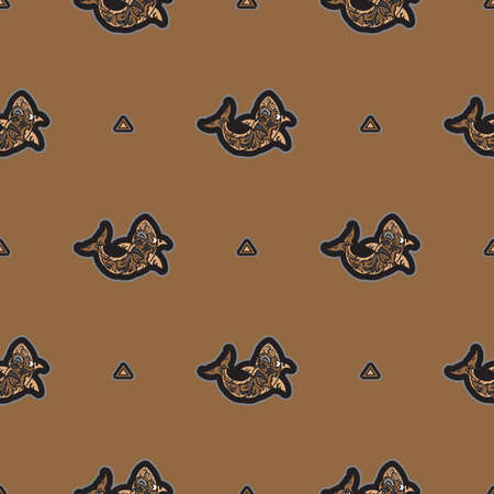 Seamless luxury dark pattern with sharks. Good for menus, postcards, books, wallpaper and fabric. Vector illustration.のイラスト素材