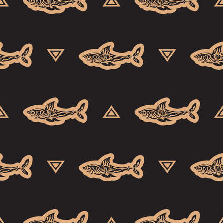 Seamless luxury dark pattern with sharks. Good for covers, fabrics, postcards and printing. Vector illustration.のイラスト素材