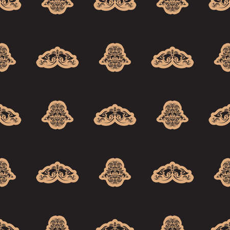 Seamless luxury pattern with flowers and monograms in Simple style. Good for menus, postcards, murals and fabrics. Vector illustrationのイラスト素材