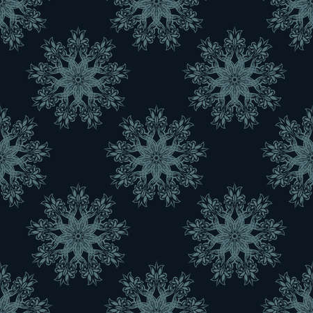 Seamless pattern of winter snowflakes. Good for covers, fabrics, postcards and printing. Vector illustration.のイラスト素材