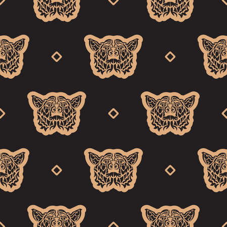 Seamless pattern with a dog's face in simple style. Good for backgrounds and prints. Vector illustration.のイラスト素材