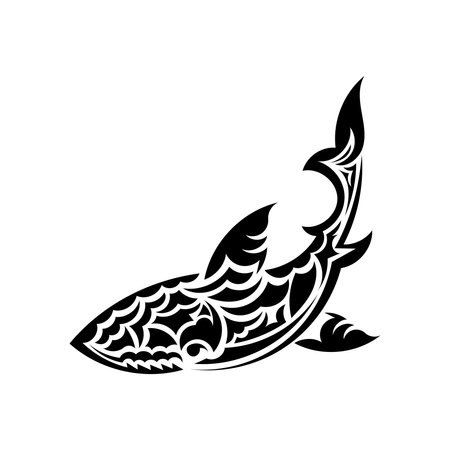 Shark tattoo in simple style. Isolated. Vector illustrationのイラスト素材