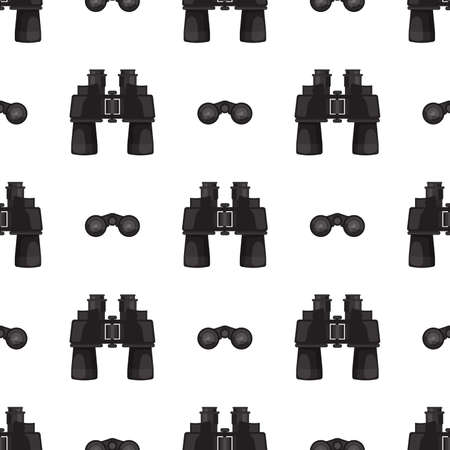Beautiful seamless pattern with binoculars on a white background. Marine items in a flat style. Stock vector illustration for decor and design, textiles, wallpaper, wrapping paperのイラスト素材