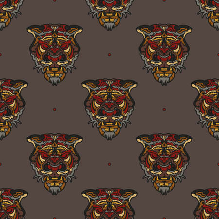 Colored Seamless Tiger pattern. Vector illustration imageのイラスト素材