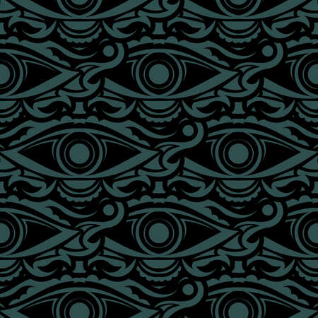 Dark green seamless pattern All seeing eye. Good for covers, fabrics, postcards and printing. Vector illustration.のイラスト素材