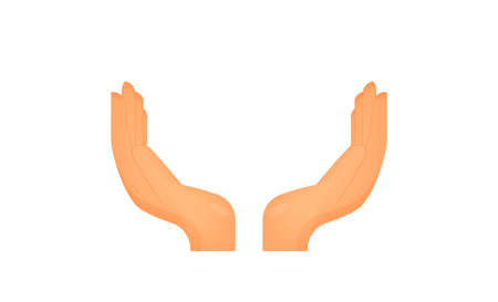 Hand drawn cupped hands illustration. Raised hands vector concept.のイラスト素材