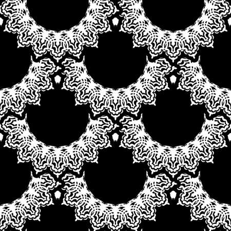 Oriental seamless vector background. Wallpaper in a vintage style template. Black and white floral element. Graphic ornament for wallpaper, fabric, packaging. Oriental floral ornament.のイラスト素材