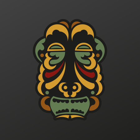 Polynesia mask in baroque color. Luxurious pattern with lace motifs. Isolated. Vector illustrationのイラスト素材