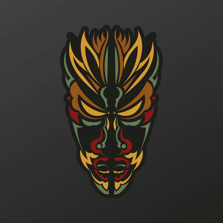 Polynesia mask in baroque color. Luxurious pattern with lace motifs. Isolated. Vector illustrationのイラスト素材