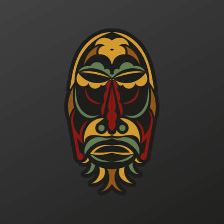 Polynesia mask in baroque color. The face of the gods of the ancient tribes. Luxurious pattern with lace motifs. Isolated. Vector illustrationのイラスト素材