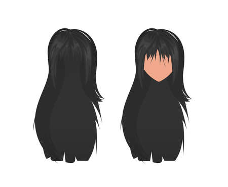 Set for modeling the face of a beautiful young girl. Haircut and hairstyle. Vector illustration.のイラスト素材