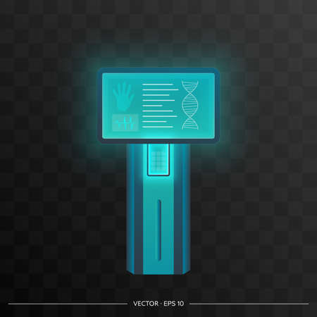 Terminal in futuristic realistic style. Hand-compact thermal scanner. Vectorのイラスト素材