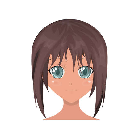 Vector anime characters. Anime girl in japanese. Anime style, drawn vector illustration.のイラスト素材