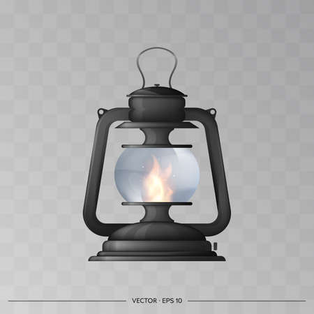 Vector Kerosene Lamp. Realistic style camping lamp.のイラスト素材