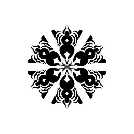 Vintage round ornament. Unusual flower shape. Oriental vector, Patterns of anti-stress therapy.のイラスト素材