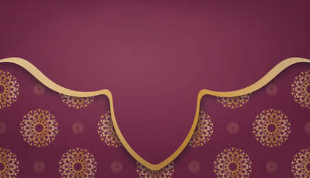 Burgundy abstract gold pattern business card for your brand.のイラスト素材