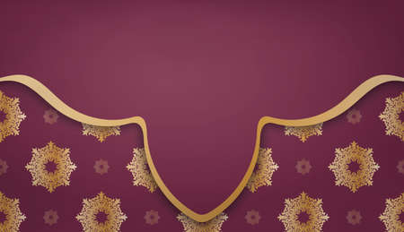 Burgundy background with greek gold ornaments for design under your logo or textのイラスト素材