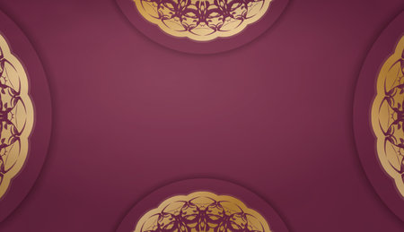 Burgundy background with greek gold pattern and place for logo or textのイラスト素材