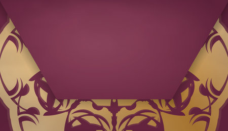 Burgundy background with vintage gold ornament for design under your logo or textのイラスト素材