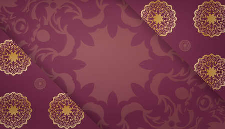 Burgundy background with vintage gold pattern for design under the text