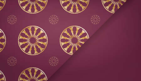 Burgundy banner template with abstract gold pattern and space for your logoのイラスト素材