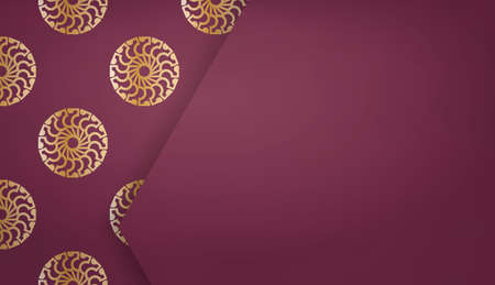 Burgundy banner template with abstract gold pattern for design under your logoのイラスト素材