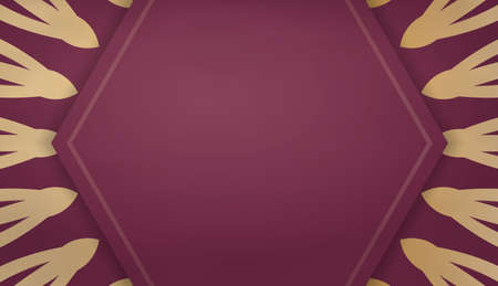 Burgundy banner template with greek gold pattern for design under your logo or textのイラスト素材