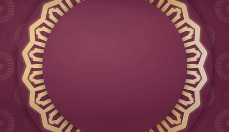 Burgundy color banner template with abstract gold pattern for design under logo or textのイラスト素材