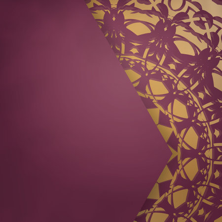 Greeting card in burgundy color with Greek gold pattern prepared for typography.のイラスト素材