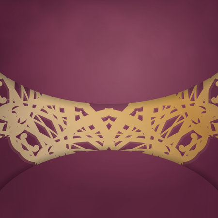 Leaflet in burgundy color with Greek gold ornaments now ready for print.のイラスト素材