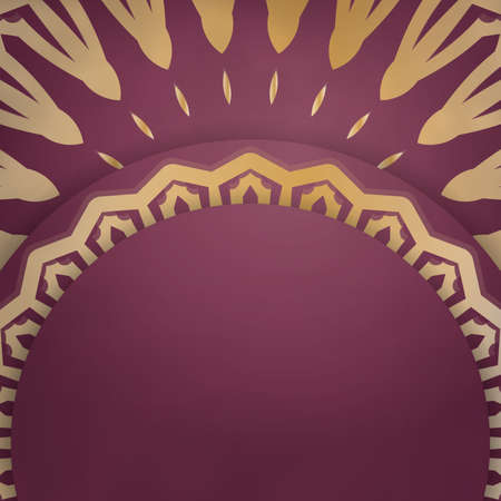 Template Congratulatory Brochure in burgundy color with luxurious gold ornaments for your design.のイラスト素材