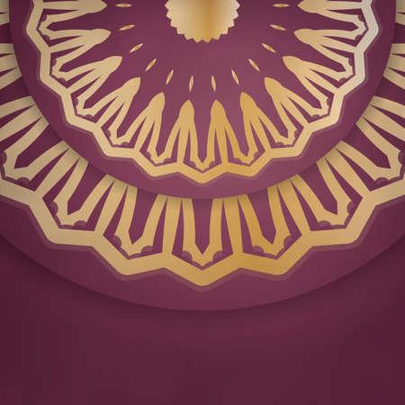 Template Greeting Brochure in burgundy color with luxurious gold ornaments prepared for typography.のイラスト素材