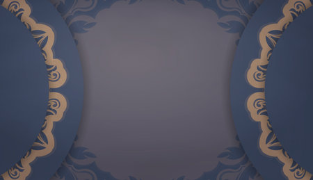 Background in blue with abstract brown ornament and space for textのイラスト素材