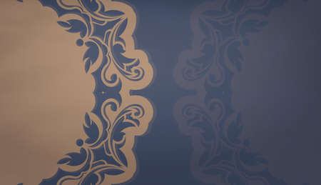 Background in blue color with mandala brown ornament