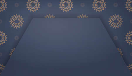 Background in blue with indian brown ornamentsのイラスト素材