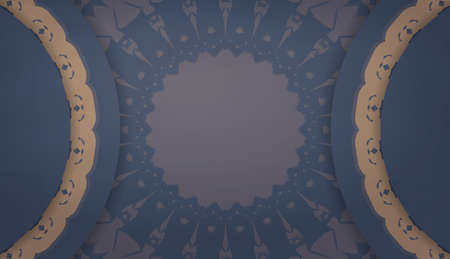 Background in blue with luxurious brown patternのイラスト素材