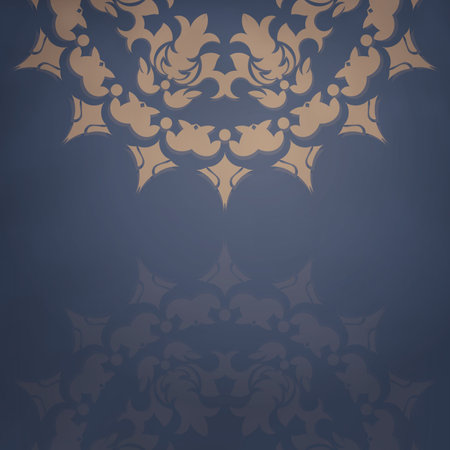 Blue card with abstract brown ornament for your brand.