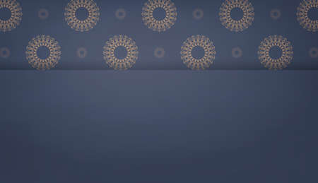 Blue color banner template with indian brown ornaments