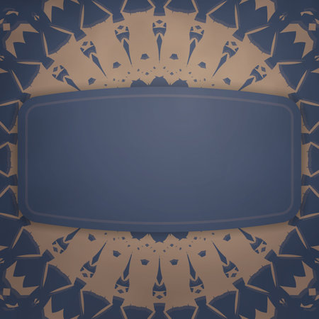 Flyer template in blue with brown mandala pattern for your brand.のイラスト素材