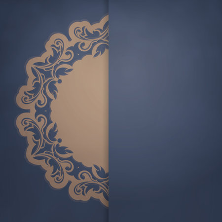 Postcard in blue with abstract brown pattern prepared for typography.のイラスト素材