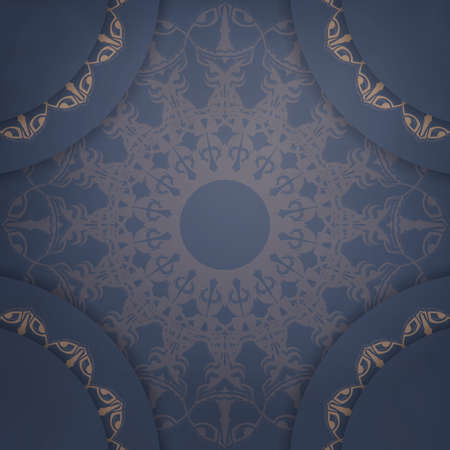 Template Congratulatory Brochure in blue with an abstract brown pattern for your design.のイラスト素材