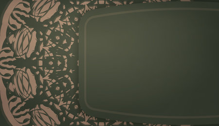 Background in green with a luxurious brown pattern and space for your textのイラスト素材
