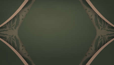 Background of green color with mandala brown pattern for design under the textのイラスト素材