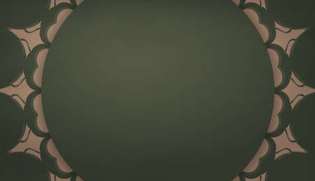 Green background with abstract brown ornament for design under your textのイラスト素材